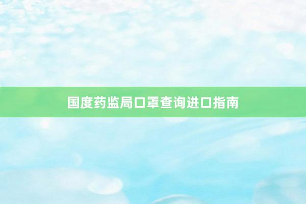 国度药监局口罩查询进口指南